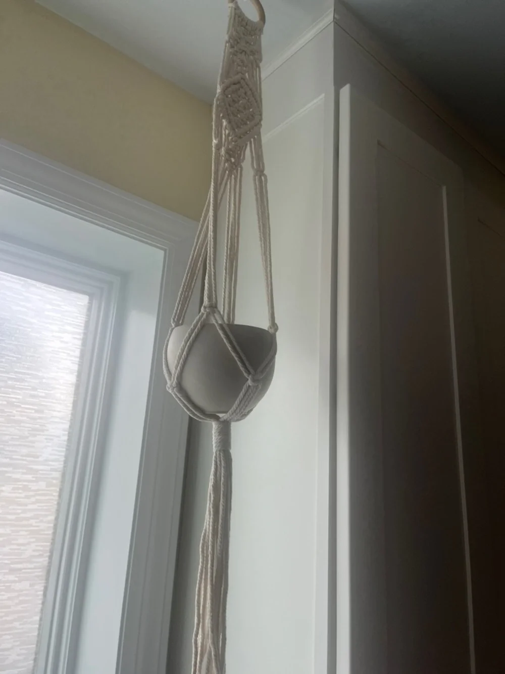 Handmade Macramé Plant Hanger Tapestry - Cream